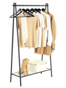 SONGMICS Clothes Rail, Clothes Rack, Garment Rack With Steel Frame, With Hanging Rail And Shelf, 33.5 X 92.5 X 153 Cm, For Bedroom, Dressing Room, Laundry Room, Matte Black - 黑色 - 查看 3