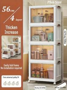 1pc Collapsible Plastic Storage Box Organizer, 1-5 Layers Stackable Storage Container With Lid And Casters, For Bedroom, Living Room, Kitchen, Study, Office, Foldable Storage Bin Decorations Decor Festival Decor Room Decor Home Decor Bed Room Decor Bedroom, Organizer, Home Storage, White T Shirt Women, Black Pants Women, Ladies Winter Clothes, Dress, - Multicolor - View 19