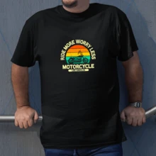 Men's Plus Size Streetwear T-Shirt Motorcycle Los Angeles Print Short Sleeve 100% Cotton Basic - 黑色 - 查看 1