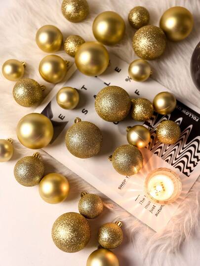 44pcs-Golden Christmas Tree Ball, Christmas Pendants Ornaments, Christmas Shatterproof Shine Ball Decoration For Christmas Tree,Christmas Party Decor, Christmas New Year Decorations Best Gifts Birthday Christmas Decorations Winter Room Decor Christmas Decorations Home Christmas Gifts Christmas Decor