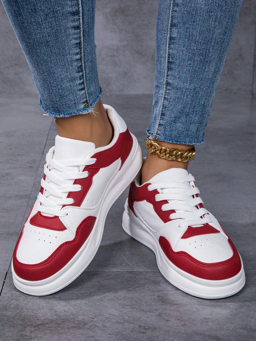 Giày thể thao nam chống trượt, giày thể thao học sinh, giày lưu hóa màu trắng, đa năng cho mọi mùa, phong cách Hàn Quốc hợp thời trang - Màu Hồng Tươi - Xem 1