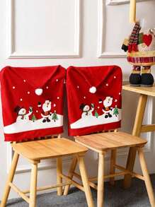 1 pieza/2 piezas/4 piezas Fundas decorativas navideñas para silla, fundas traseras de silla con estampado de tela no tejida de Papá Noel, decoración para fiestas festivas, decoración navideña de cocina, Halloween, decoración de Halloween