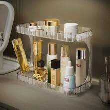 Acrylic Diamond Shelf Organizer Makeup Holder Cosmetics Organization Beauty Lines 2 Floors - Xám - Xem 3
