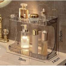 Acrylic Diamond Shelf Organizer Makeup Holder Cosmetics Organization Beauty Lines 2 Floors - Xám - Xem 7