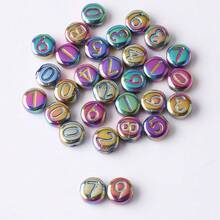 30/270 hạt thủy tinh tròn dẹt mạ điện nhiều màu may mắn số 0-9 dùng làm vòng cổ, vòng tay, đồ trang sức tự làm, trang trí điện thoại di động, móc chìa khóa, quà tặng sinh nhật/ngày lễ - Hạt kỹ thuật số 10 mm đầy màu sắc - Xem 4