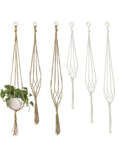 1pc Woven Plant Hanger Suitable For Home Indoor Garden Plant Pendants Lace Handmade Plant Hanging Basket Flower Pot Rack Balcony Hanging Knotted Hanging Rope Home Gardening Supplies