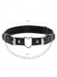 1 chiếc trang sức dây chuyền chân hình trái tim bạc phong cách Punk - Bạc - Xem 5