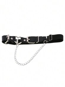 1 chiếc trang sức dây chuyền chân hình trái tim bạc phong cách Punk - Bạc - Xem 3