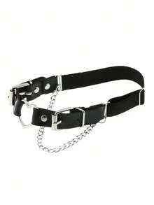 1 chiếc trang sức dây chuyền chân hình trái tim bạc phong cách Punk - Bạc - Xem 4