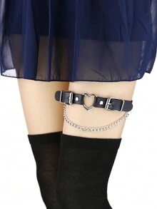 1 chiếc trang sức dây chuyền chân hình trái tim bạc phong cách Punk - Bạc - Xem 1