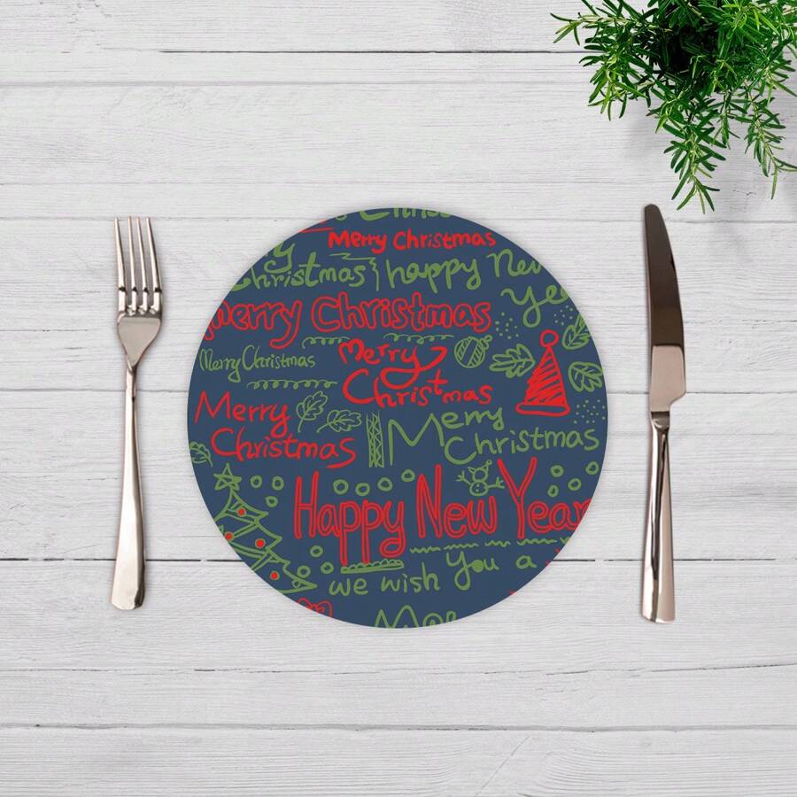 Printed Placemat Cover 35cm Table Setting Placemat Christmas Placemat Santa Claus Placemat - SNAT0071 - Xem 1