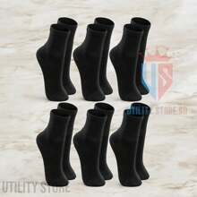 Kit 06 Pairs Of Black Mid-Calf Socks With Unisex Cotton - màu đen - Xem 2