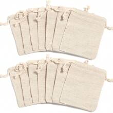 5, 10pcs/paquete Bolsas de lino fino con cordón, Bolsas de lino duraderas con cordón, Múltiples tamaños y modelos, Bolsas de almacenamiento de lona para joyas, piezas pequeñas sueltas, cuentas DIY, piezas pequeñas hechas a mano - Café integral - Ver 2