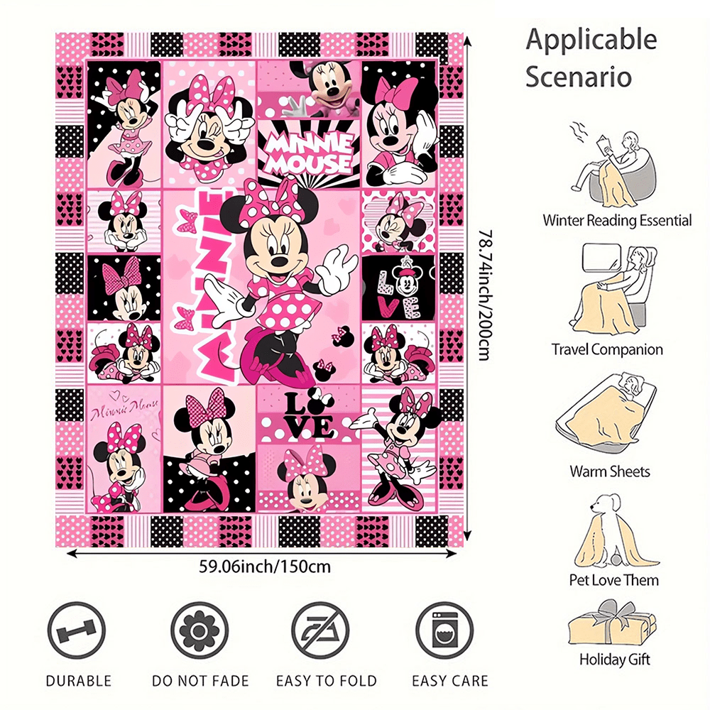 POTDEMIEL 1pc Cartoon Mouse Print Soft Polyester Fleece Blanket
