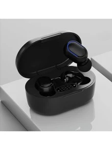 Audifonos Inalambricos Bluetooth 5.1, Mini Auriculares Inalámbricos, Diseño a Prueba de Agua, Control Táctil , Microfono Integrado y Pantalla Digital LED Indicadora de Carga Compatibles con iP,Samsung Etc, Ideales para Entretenimiento y Deporte - Negro - Ver 5