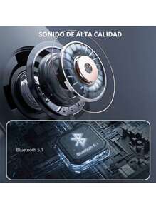 Audifonos Inalambricos Bluetooth 5.1, Mini Auriculares Inalámbricos, Diseño a Prueba de Agua, Control Táctil , Microfono Integrado y Pantalla Digital LED Indicadora de Carga Compatibles con iP,Samsung Etc, Ideales para Entretenimiento y Deporte - Negro - Ver 2