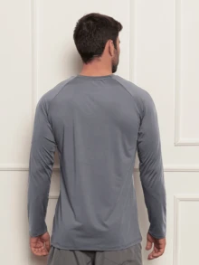 Kit 2 Men's Fit Sports T-Shirt Second Skin Outdoor Long Sleeve Dry Fit Anti-Sweat - Màu Xám nhạt - Xem 6