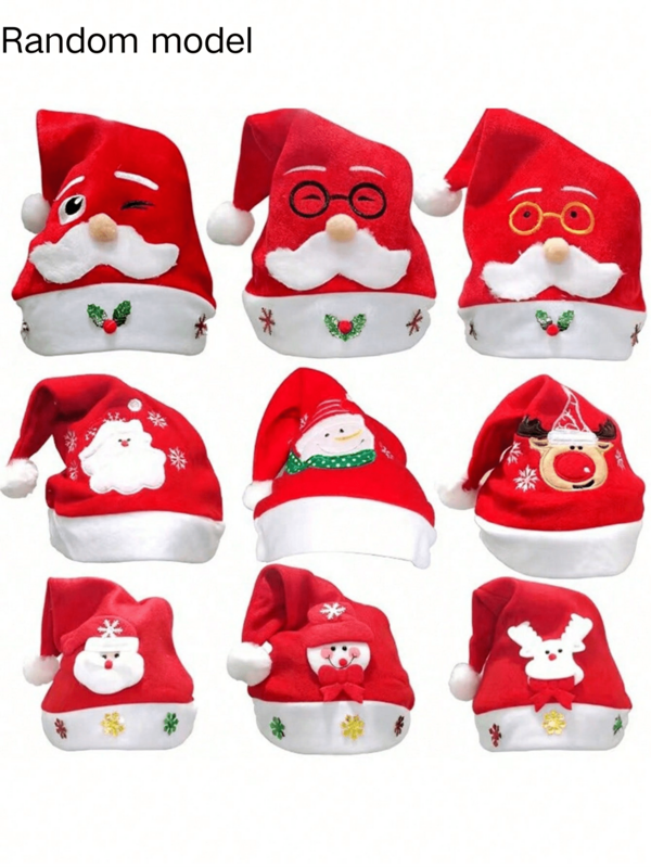 Christmas Decorations Cartoon Santa Claus Non-Woven Christmas Hat Christmas Gifts ,Random Models