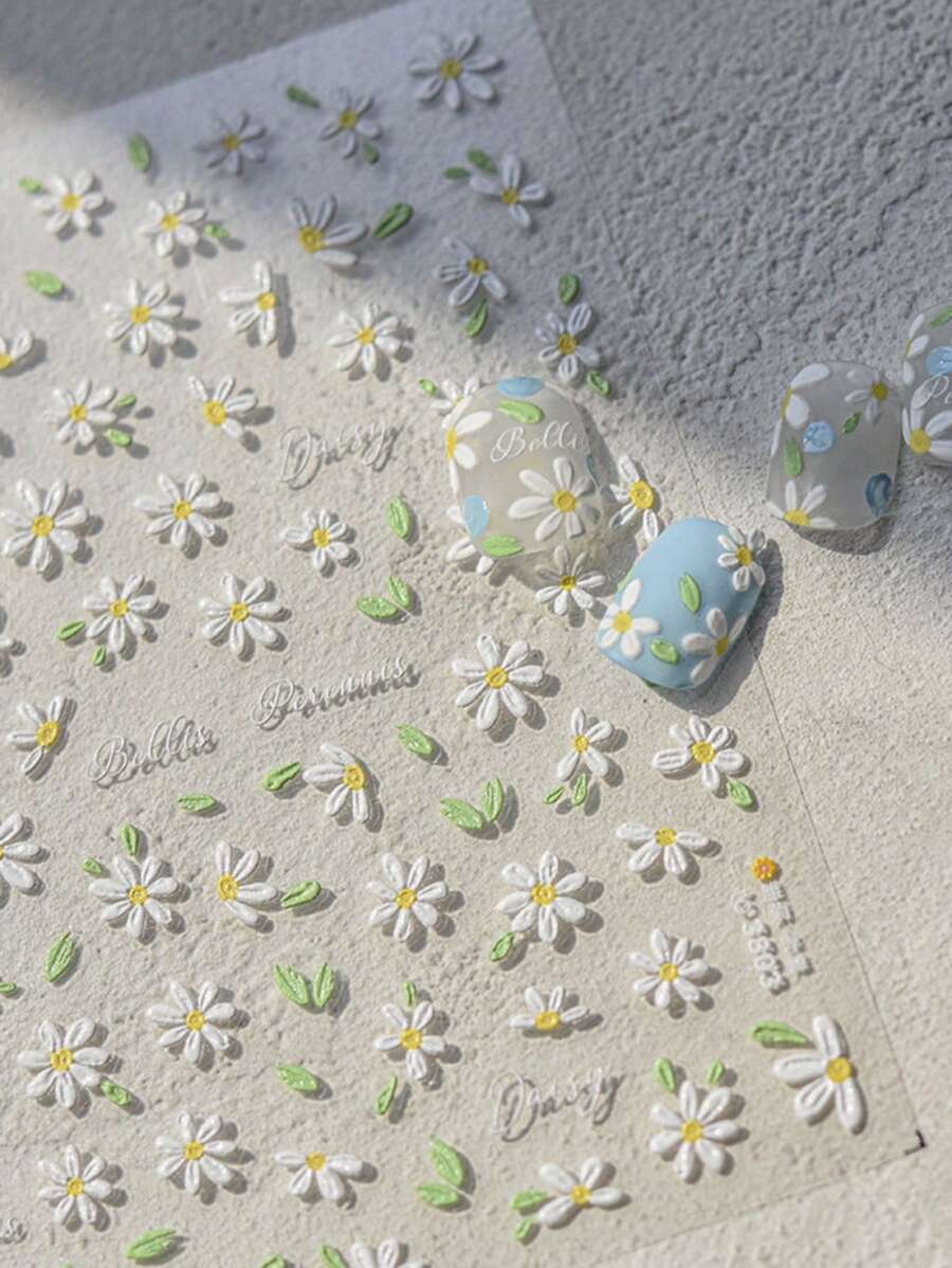 1 Tờ Miếng Dán Móng Tay Mềm Dập Nổi 5D Hình Hoa Cúc Dễ Thương Miếng Dán Trượt Tự Dính Ấn Vào Móng Tay Nghệ Thuật Làm Móng Tay Nhật Bản Tự Làm Miếng Dán Trang Trí - Nhiều màu - Xem 1