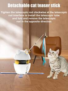 Đồ chơi mèo thông minh tương tác tự động trêu chọc 3 chế độ mới, xoay và bóng cho mèo, đồ dùng cho thú cưng - trắng - Xem 6