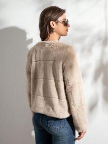 RELISH NOLESS Veste décontractée simple à manches longues, colorée unie et à la fourrure, pour une utilisation quotidienne - Camel - Voir 6