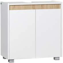 Kleankin Modern Bathroom Sink Cabinet, Floor Standing Under Sink Cabinet, Freestanding Storage Cupboard With Double Doors, White - 白色 - 查看 2