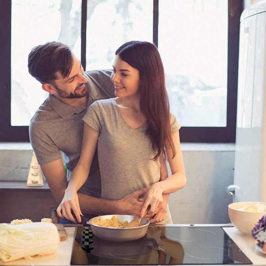 Ceramic Hob 4 Zones Electric Hob With Knobs Built In 6000W Ceramic Hob