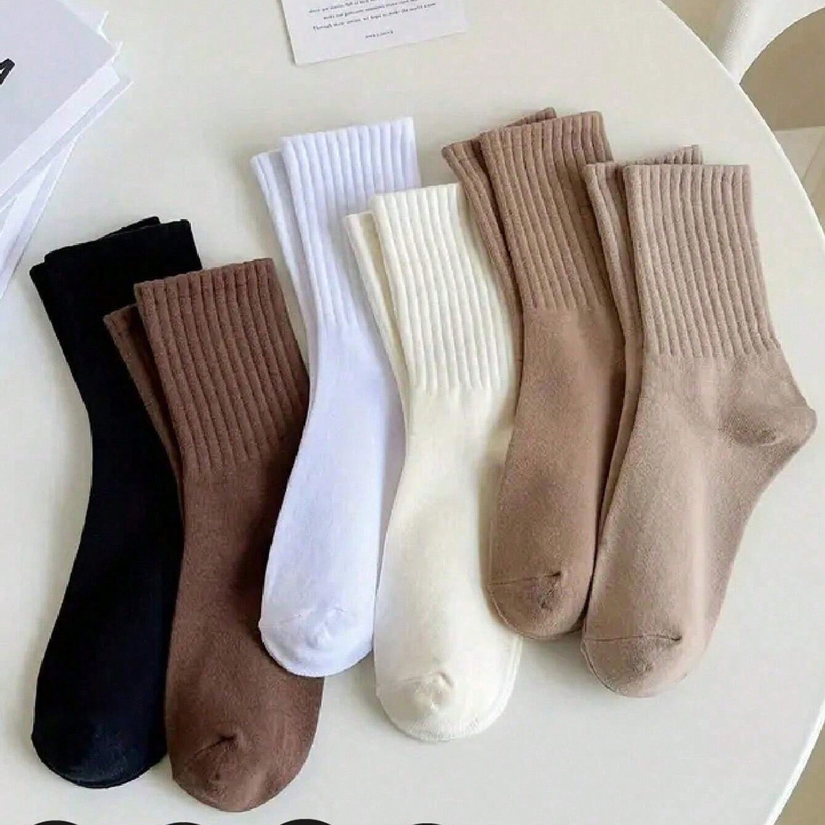 Pares de calcetines deportivos de unicolor hasta el tobillo, estilo versátil casual a juego, calcetines transpirables y que absorben la humedad para