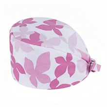 1 pieza Gorro de trabajo con estampado digital floral, animal y de corazón sobre base rosa, apto para médicos, enfermeras, salones de belleza, hospitales veterinarios y trabajadores de limpieza - Antibacteriano, antipolvo