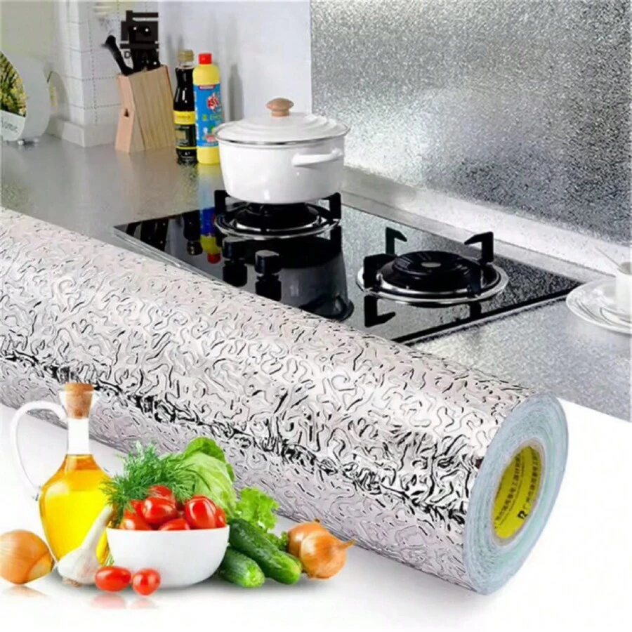 Self Adhesive Paper Kitchen Wall Cabinet Cupboard Cover Surface Home Aluminum