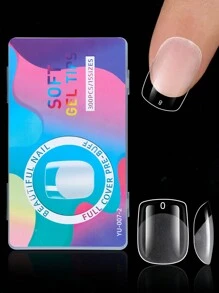 300 件杏仁形中号透明半哑光假指甲，带 15 种尺寸椭圆形亚克力人造指甲片套件，适用于美甲沙龙和家庭 DTY 按压指甲美甲用品