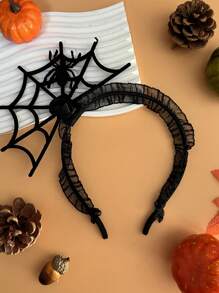 1pc Halloween Party Lace Spider Web Headband Creative Costume Accessory Makeup Hair Decor