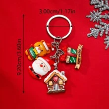 1 件卡通树脂圣诞老人、圣诞树、糖果屋圣诞系列钥匙扣包吊坠可爱娃娃配件、圣诞礼品盒 - 彩色 - 查看 6
