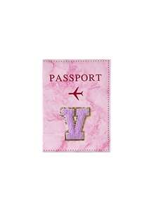 1 Stück Passcover, lila Handtuch mit A-Z Buchstaben Stickerei, unisex RFID Vintage Business Passhülle, tragbare multifunktionale ID/Bankkarten PU Leder Geldbörse - Pink - Übersicht 19