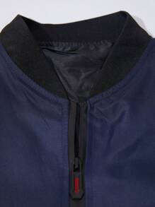 Veste bomber mode minimaliste avec poches à fermeture éclair pour homme - Bleu marine - Voir 5