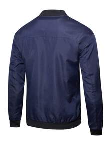 Veste bomber mode minimaliste avec poches à fermeture éclair pour homme - Bleu marine - Voir 2
