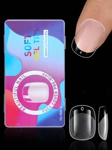 300 件杏仁形中号透明半哑光假指甲，带 15 种尺寸椭圆形亚克力人造指甲片套件，适用于美甲沙龙和家庭 DTY 按压指甲美甲用品