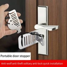 1/2/3/4pcs Portable Door Lock Security Device, Adjustable Portable Door Lock For Home, Hotel, Apartment, Dorm, Extra Privacy & Security, Silver - Silver - View 3