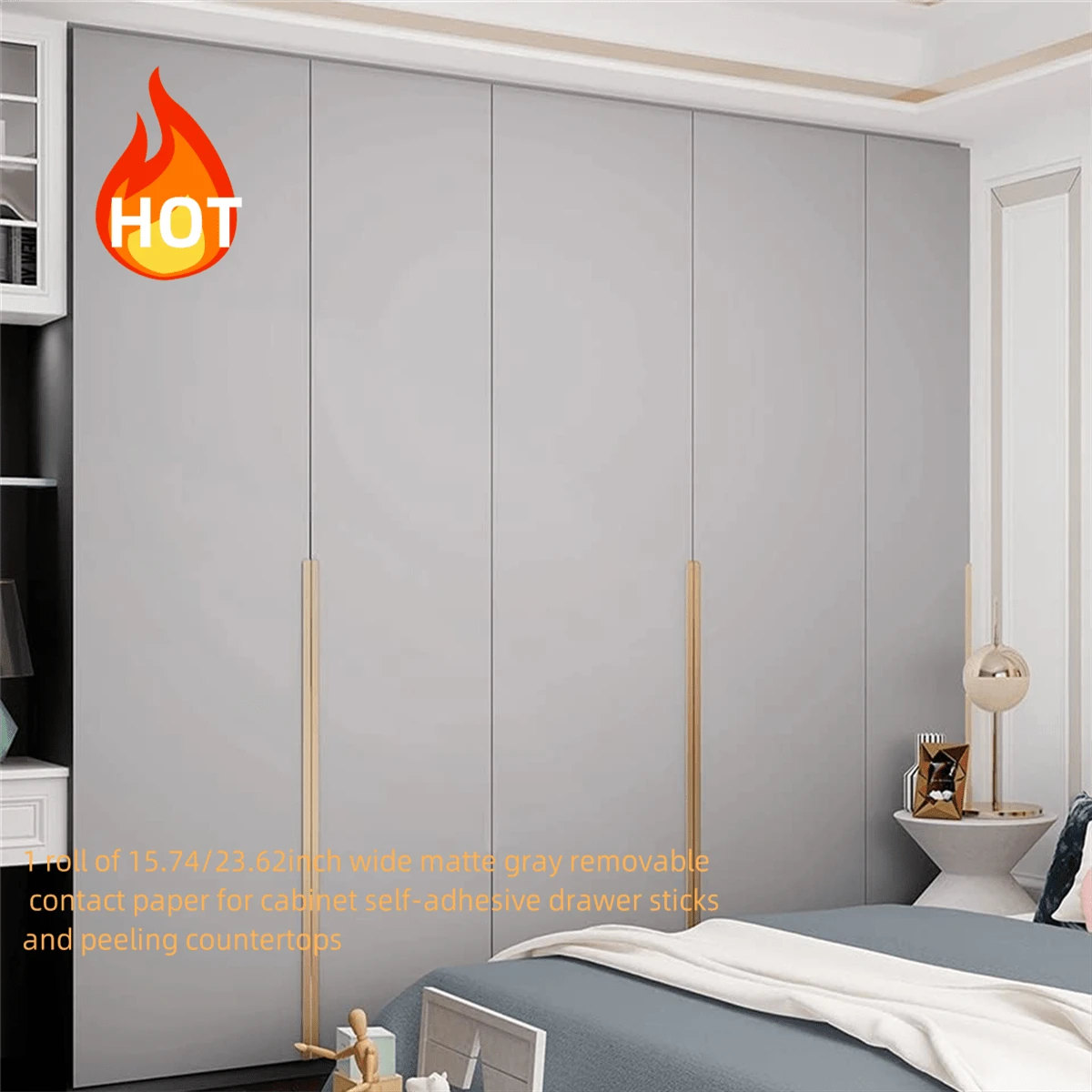 1 Roll 15.74/23.62 Inch Grey Self-Adhesive Wallpaper, Solid Color, Removable, For Cabinet Backsplash, Countertop, Shelf, Waterproof & Oil-Resistant Thick Vinyl For Home Decor