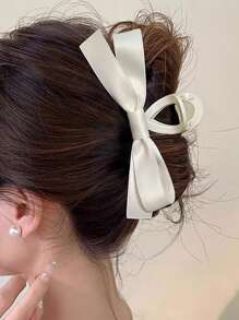 1pc Black Double-Sided Bow Hair Claw Clip, Suitable For Daily Wear Fall Winter Hair Clip Hair Accessories For Women For Vacation Outfits Woman