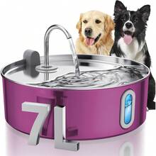Dog Lover And Dog Mom Love Water Fountain For Large Dog Lover And Dog Mom Loves, 7L/236oz/1.8Gal Stainless Steel Cat/Dog Lover Gift And Dog/Cat Mom Love Pet Water Dispenser, Automatic Filtered Dog Lover And Dog Mom Love Water Bowl With Deeper Drinking Area, Ultra-Quiet Pump, Multi-Filtration (Pink)