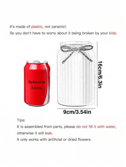 1PC Shatterproof Faux Ceramic Plastic Vase, Moderne Minimalist Home Gestreepte ing, Multi Functional ative Flower Vase Living Room, Office, Wedding, Year Round Indoor/Outdoor Room Glass view 3