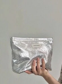 1pc Sparkling Clutch Bag New Makeup Bag Large Capacity Outdoor Storage Pouch Simple Portable Organizer Makeup Travel Toiletry Organizer Essentials Gifts Storage Zipper Accessories Nail