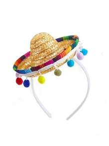 Mũ dự tiệc mini phong cách Bohemian Mexico, Mũ trang trí Pom-Pom, Mũ Som, Trang trí tiệc Mexico, Mũ Som mini tiệc hóa trang cho thú cưng, Mũ cao bồi Mexico, Halloween - Nhiều màu - Xem 11