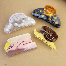 1pc Korean Unique Acrylic Snail Claw Hair Clip, Creative Sun Star Hair Claw For Back Of Head Hair Accessory Hair Clips Hair Jaw Clip Hair Clamps Hair Clutch Hair Catcher Clip