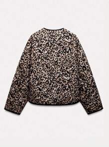 Damen Lässig Leopard Muster Jacke für Herbst/Winter