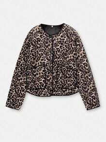Damen Lässig Leopard Muster Jacke für Herbst/Winter