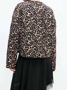 Damen Lässig Leopard Muster Jacke für Herbst/Winter