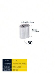 315-Pieces 8 Sizes Aluminum Crimping Loop Sleeve Double Barrel Ferrule For Wire Rope And Cable Line End Assortment Kit - M1.2-M6 - Silver - View 17