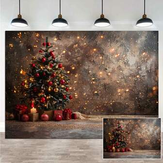 Christmas Tree Theme Photography Backdrop, Christmas Stocking Gift Package Decor, Photo Booth Prop, Christmas Party Supplies, Photo Banner Background